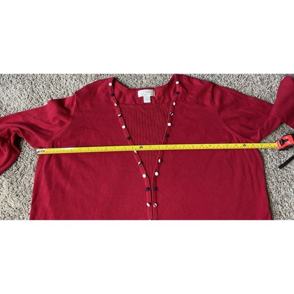 CJ Banks Women Size 3X Red Sweater Button Detail Cotton Lightweight Casual - Picture 9 of 14